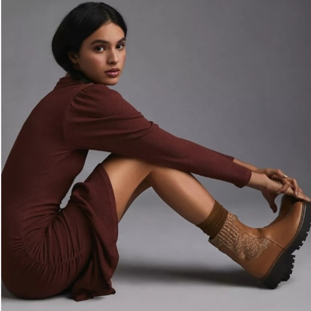 Sundry NEW Anthropologie Chocolate Ribbed Dress